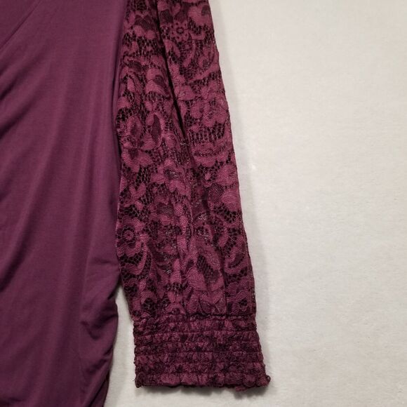 Torrid 2 (2X) Top Super Soft Knits Tunic Lace Sleeves Purple Whimsigoth Witchy - Picture 3 of 10